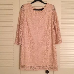 Blush long sleeve lace dress